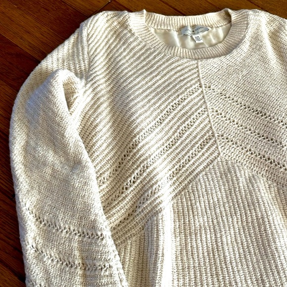 Lucky Brand gold flecked double layer statement sweater in a soft cream - Picture 3 of 10